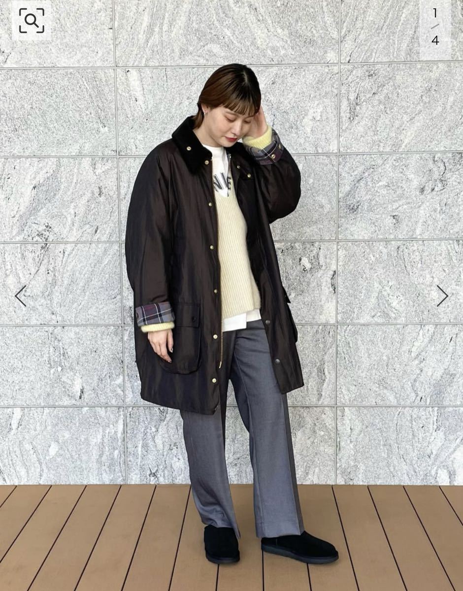 ★未使用★22AW【Barbour×JOURNAL STANDARD relume 別注】RELUME OS GAMEFAIR ブラック38サイズ ミリタリー コート ジャケット レディース_モデル身長：168cm