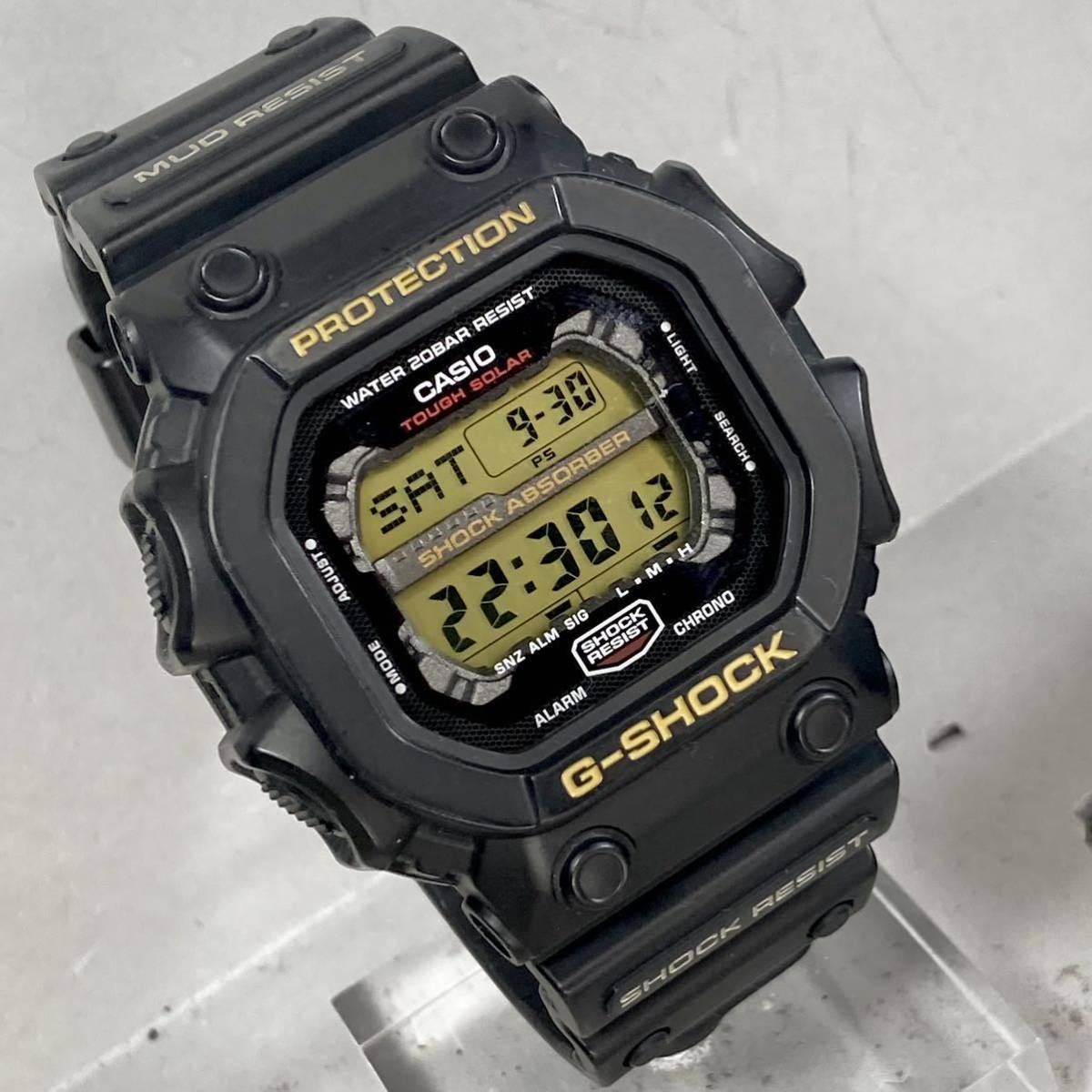 希少 美品 G-SHOCK GX-56-1BJF GXシリーズ タフソーラー 防塵・防泥構造 マッドレジストブラック ゴールド液晶 スクウェア ビッグケース_画像2