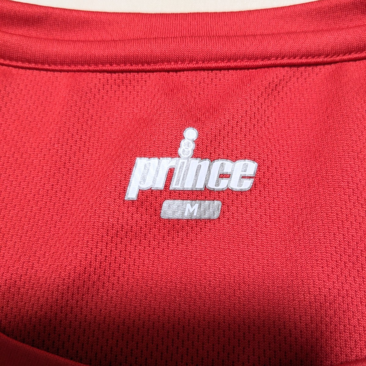 +AX20 Prince プリンス レディース M 半袖 Tシャツ カットソー 赤 クルーネック スポーツ ウェア テニス トレーニングの画像5