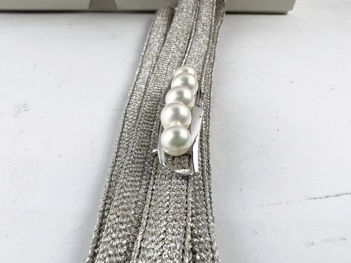 ほぼ未使用　美品　ミキモト　MIKIMOTO パール 真珠 帯留め K14ホワイトゴールド レディース　箱付_画像4