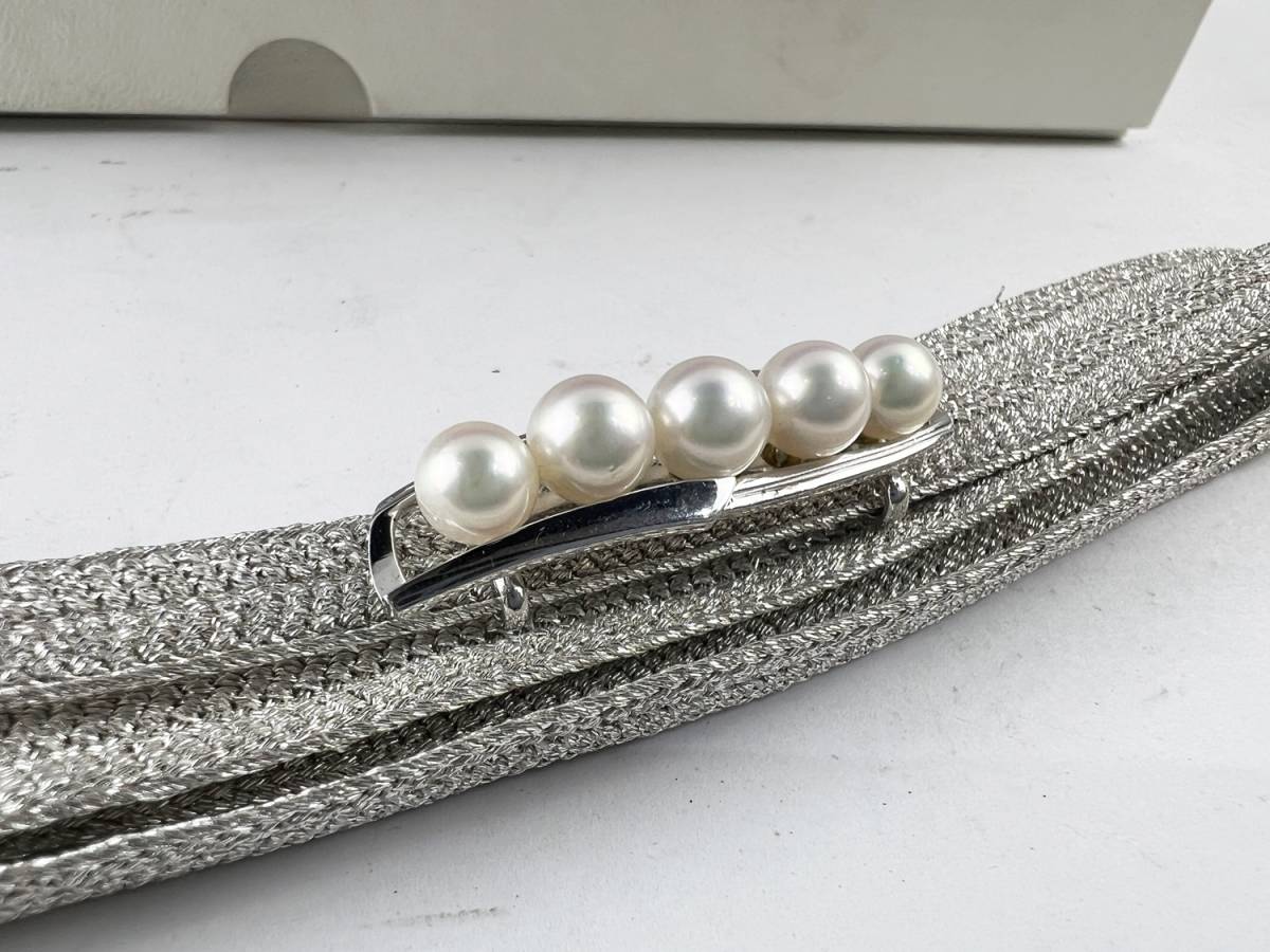 ほぼ未使用　美品　ミキモト　MIKIMOTO パール 真珠 帯留め K14ホワイトゴールド レディース　箱付_画像2