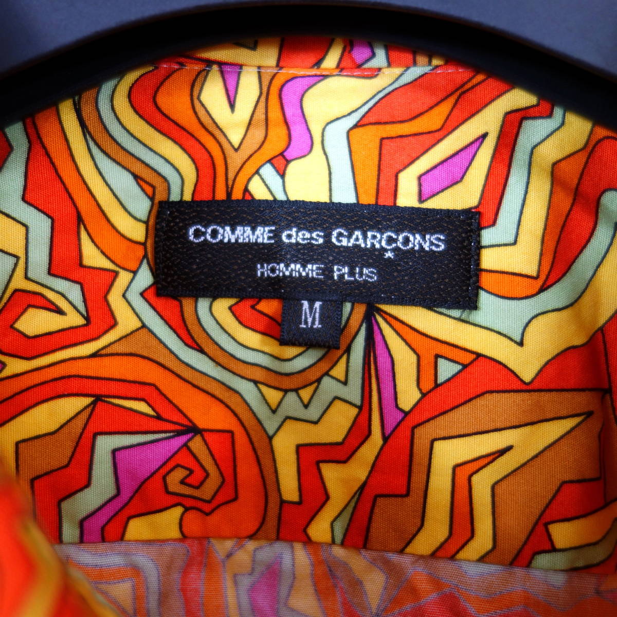 【美品】コムデギャルソンオムプリュス　総柄シャツ　COMME des GARCONS Homme Plus　サイズＭ　オレンジ系