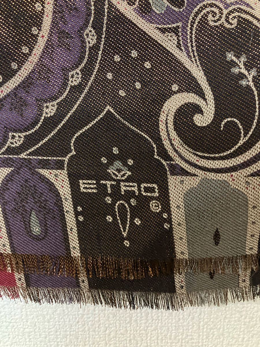 イタリア製 ETRO エトロ ウールシルク素材 ストール_画像4