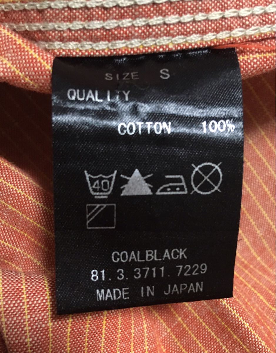 COAL BLACK コールブラック長袖 ワークシャツ ピンストライプ ヴィンテージデザイン サイズS トリプルステッチ ベンチレーション マチ付き_画像10