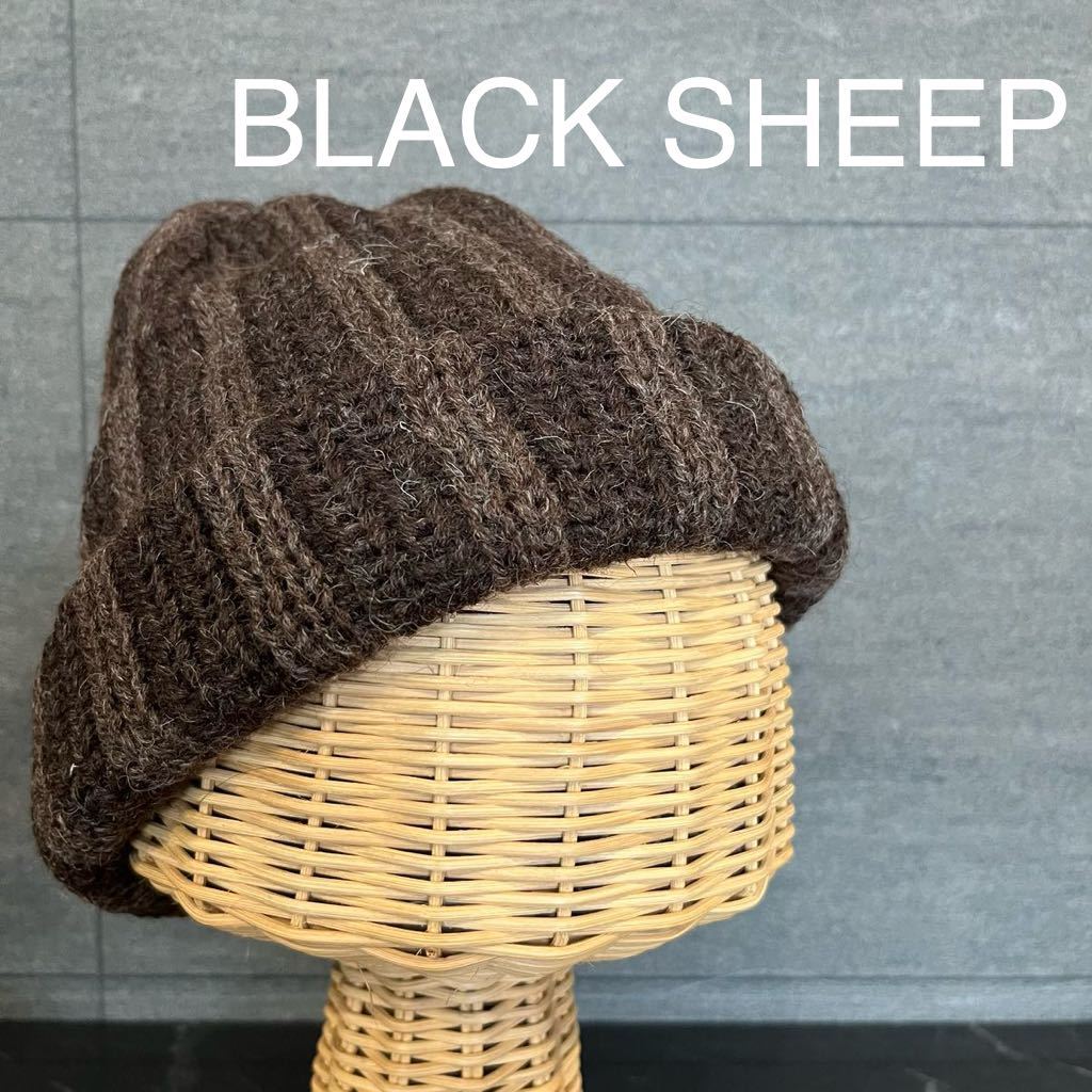 BLACK SHEEP ブラックシープ 英国製 ウール ニット帽 ニットキャップ 帽子 ストライプ 玉mc2186_画像1