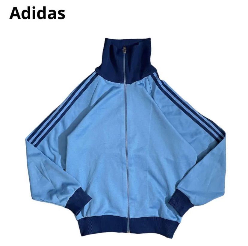 70s Adidas アディダス トラックジャケット デサント ブルー 在原みゆ紀 ジャージ_画像2