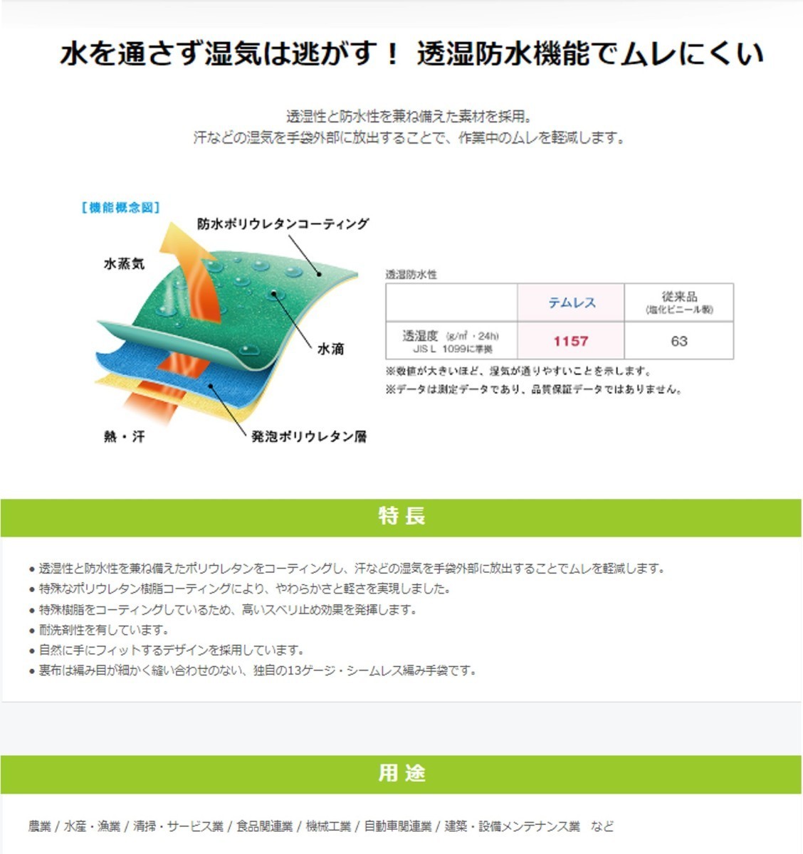 281 作業用手袋 ショーワグローブ テムレス M 全長27cm_画像2