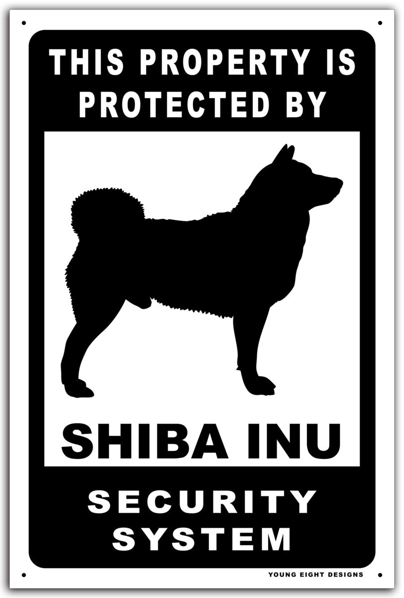 雑貨【Shiba inu/柴犬】dog/犬/イヌ/セキュリティ サイン メタルプレート/ブリキ看板/ヴィンテージ/レトロアンティーク風/Tin Sign/11_画像1