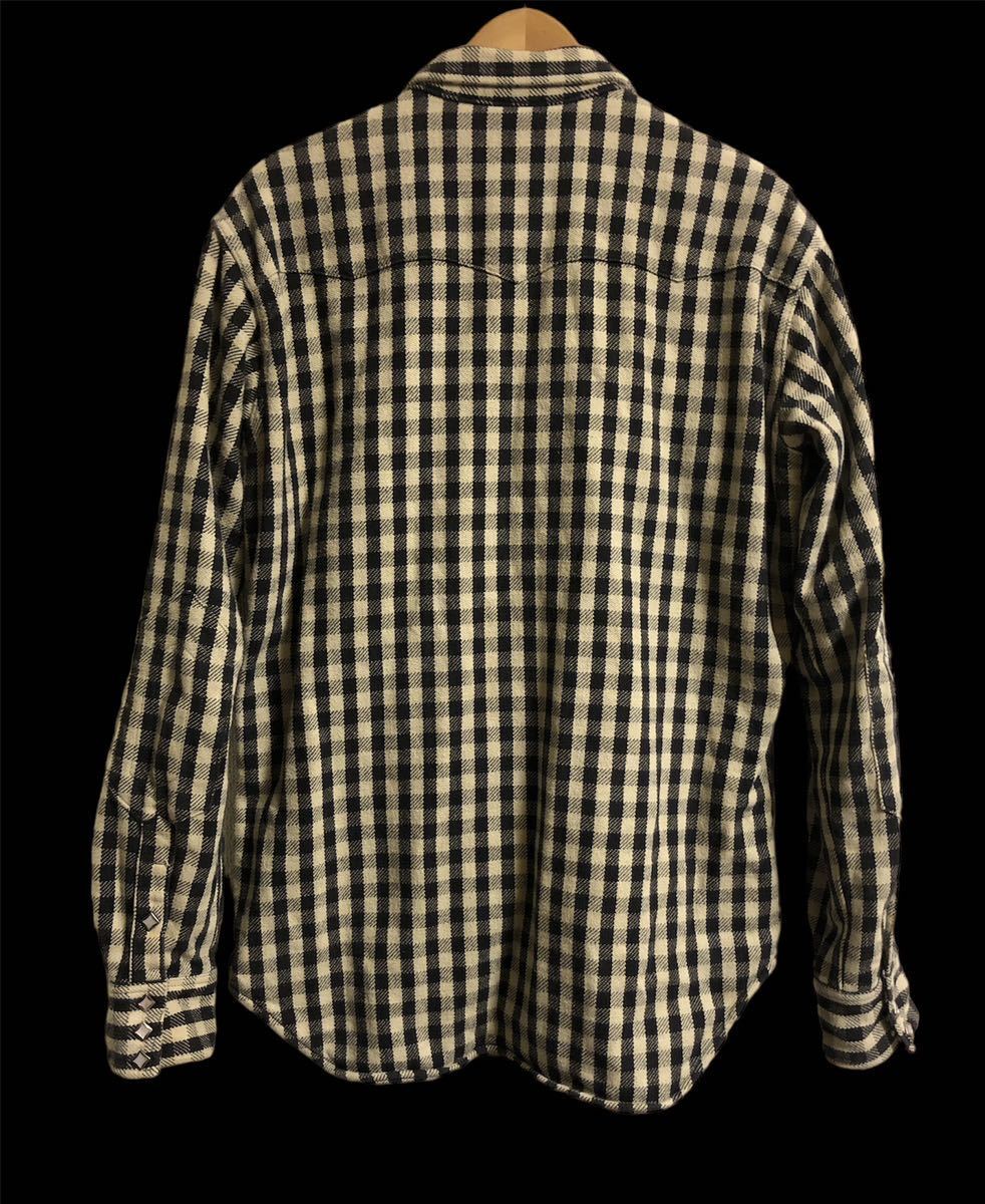 ウエストライド WESTRIDE ヘビーネルシャツ　CPO ジップジャケット　size 42 L/ブラック×ベージュ_画像2