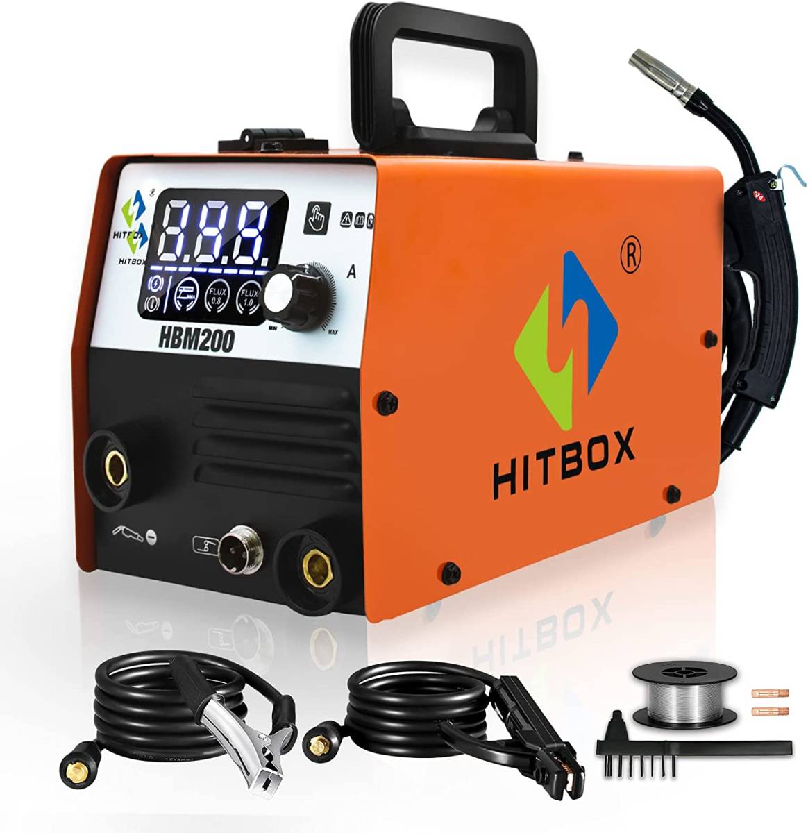 【新品】HITBOX 半自動溶接機 HBM200 100V 200A ノンガス MIG溶接 アーク溶接 手棒溶接 MAG ARC 2in1タイプ 小型軽量 日本語取説