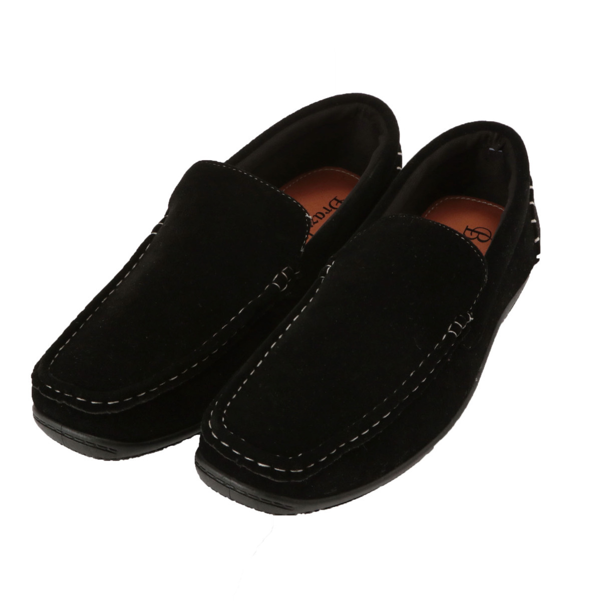 * BLK. black * 41(25.5-26cm) driving shoes men's slip-on shoes stylish deck shoes fake suede all season 