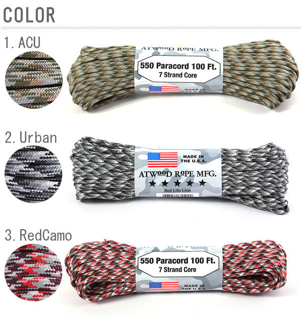 * 10.Geckopala code 550Lbs 30m Ato do rope ATWOOD ROPE MFG. outdoor standard accessory standard durability airsoft paracord