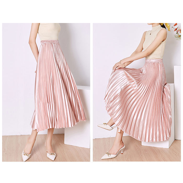 * Brown * long skirt pleat mmss904e pleated skirt long skirt long skirt bottoms lady's 