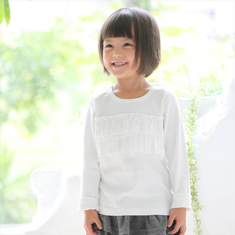 ☆ ミルキーホワイト ☆ 100cm ☆ 【Aenak】フォーマル2段フリルTシャツ 子供服 フォーマル 女の子 トップス Tシャツ 白 フリル ロンT 長袖_画像9