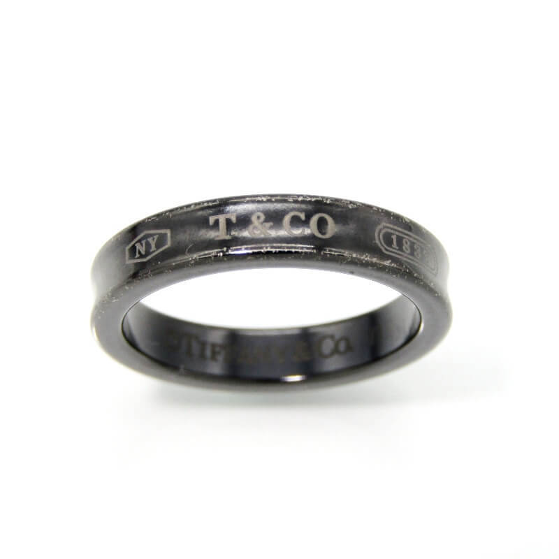 Tiffany&Co. ティファニー リング 1837 ナロー チタン カーブフォルム ナローリング メンズ レディース 指輪 黒 14号 28006498_画像2