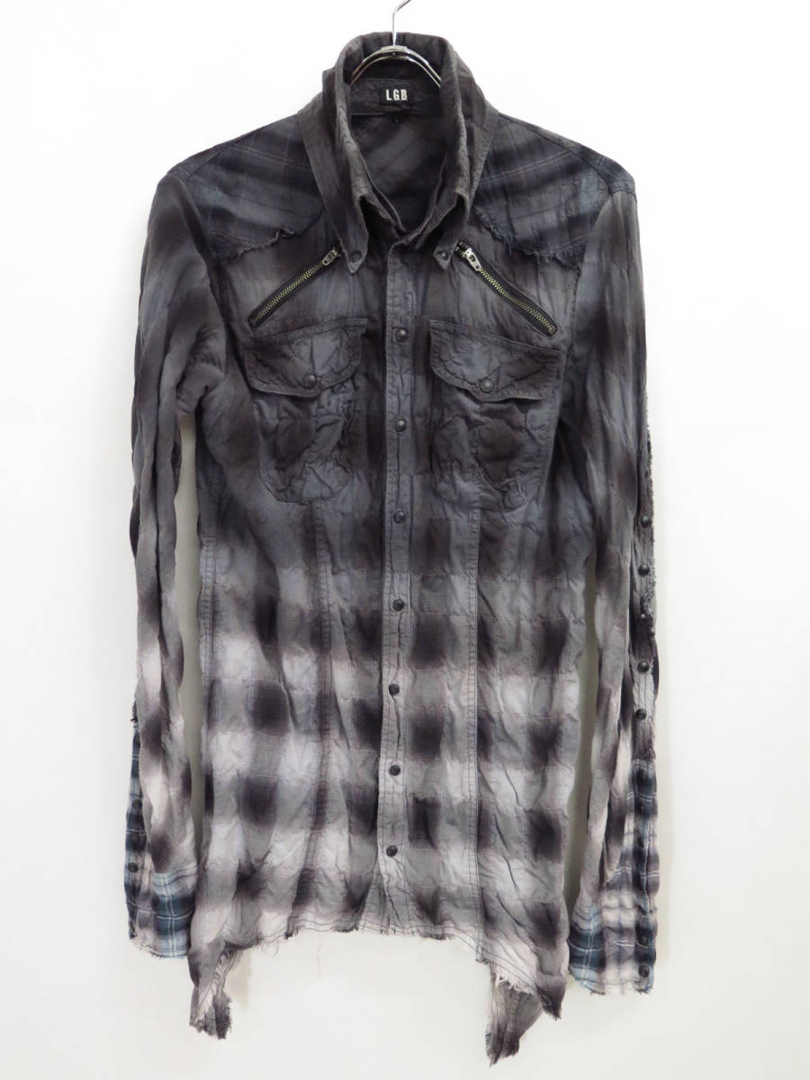 L.G.B. SHIRT-G/TIPI/M PLAID SHIRT LGB MEN'S ♂1 ルグランブルー チェック シャツ メンズ 染色 加工_画像1