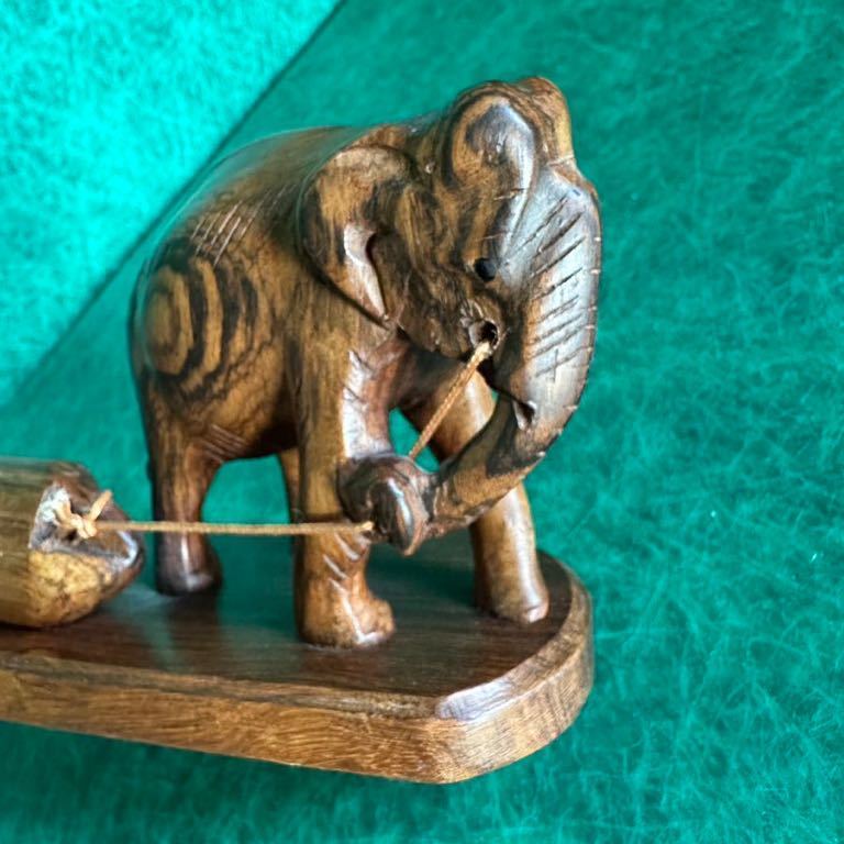 【A0085】◎ゾウ 木彫 荷物を引く象の置物 置物 オブジェ インテリア 象 郷土玩具◎_画像3