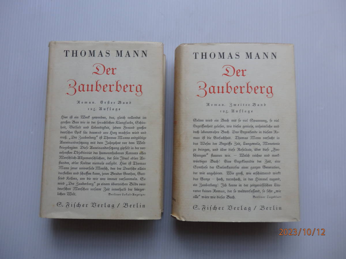 トーマス・マン 魔の山 Thomas Mann Der Zauberberg Fischer ベルリン 1930年刊 2冊 - 洋書、外国語書籍 トーマス・マン 魔の山 Thomas Mann Der Zauberberg Fischer ベルリン 1930年刊 2冊 - 洋書、外国語書籍