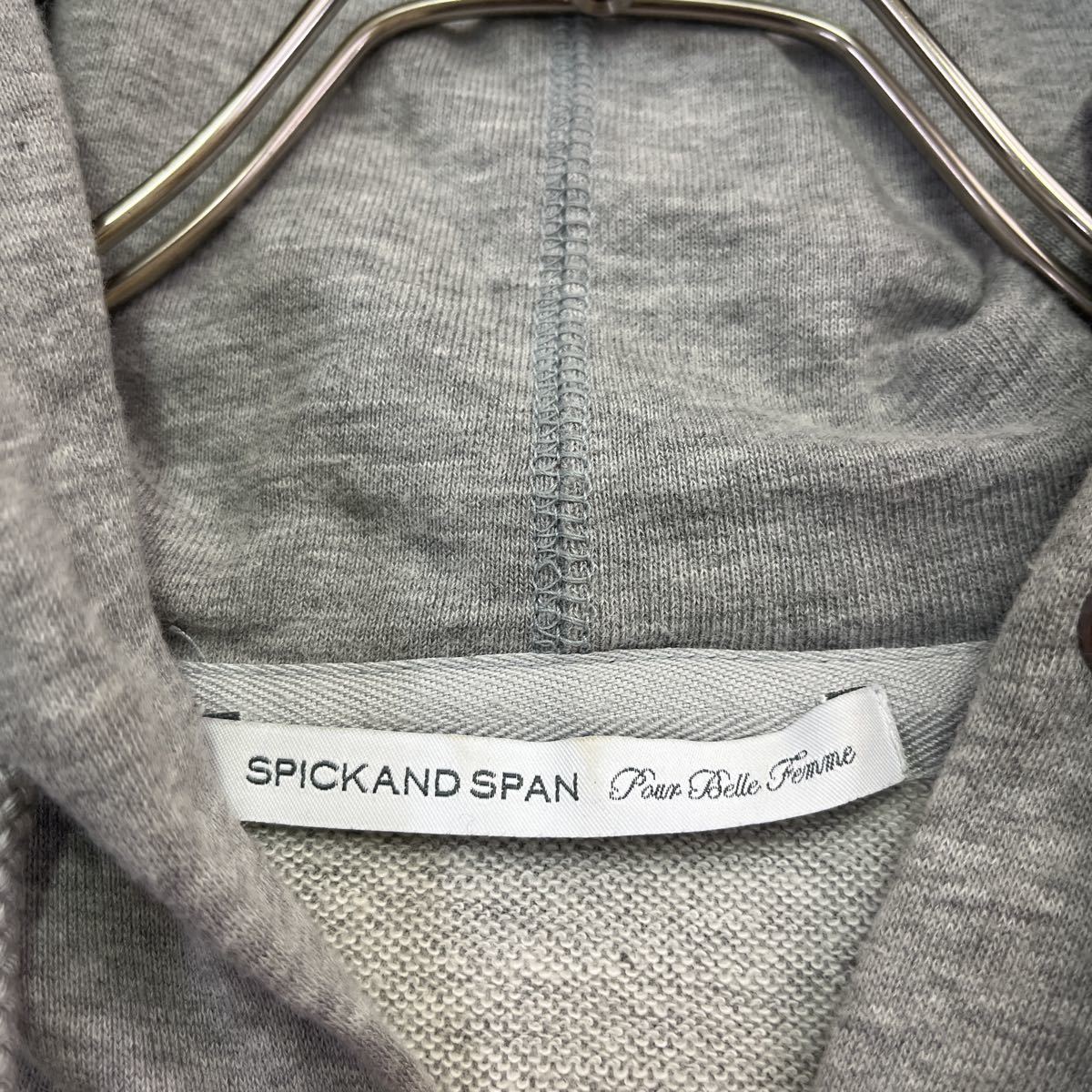 100円スタート♪ （6）SPICK and SPAN 半袖パーカー　フリーサイズ　ジップパーカー　裏地パイル　コットン　フーディ_画像2