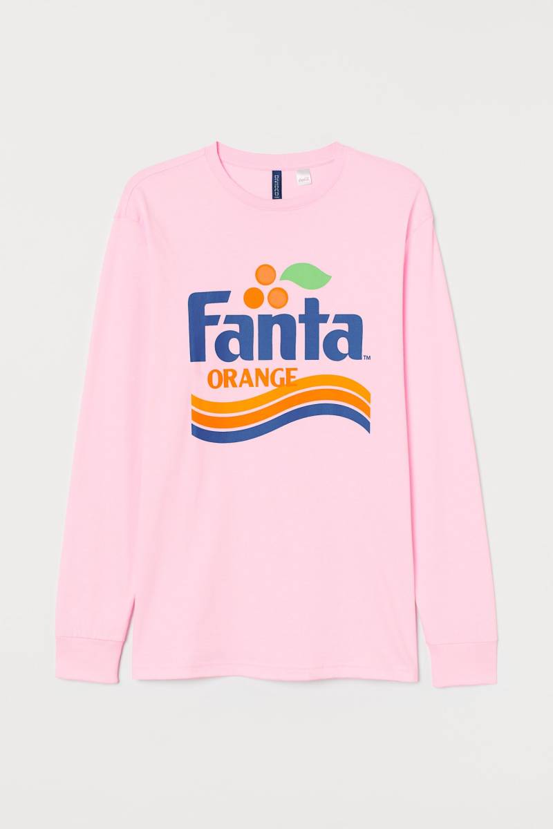 ファンタ　FANTA　オレンジ　Tシャツ　T-shirt　長袖　ロングスリーブ　ピンク　メンズM　コカ・コーラ　Coca-Cola　炭酸飲料