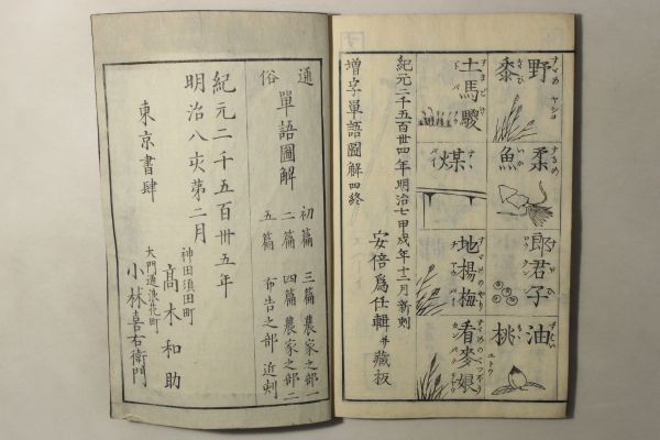 「通俗 単語図解 第4巻 農家之部」安倍為任 明治8年(1875年) 1冊｜農業 魚 植物 漢字 図鑑 絵入り 木版画 明治時代 古書 和本 古典籍 g51_画像3