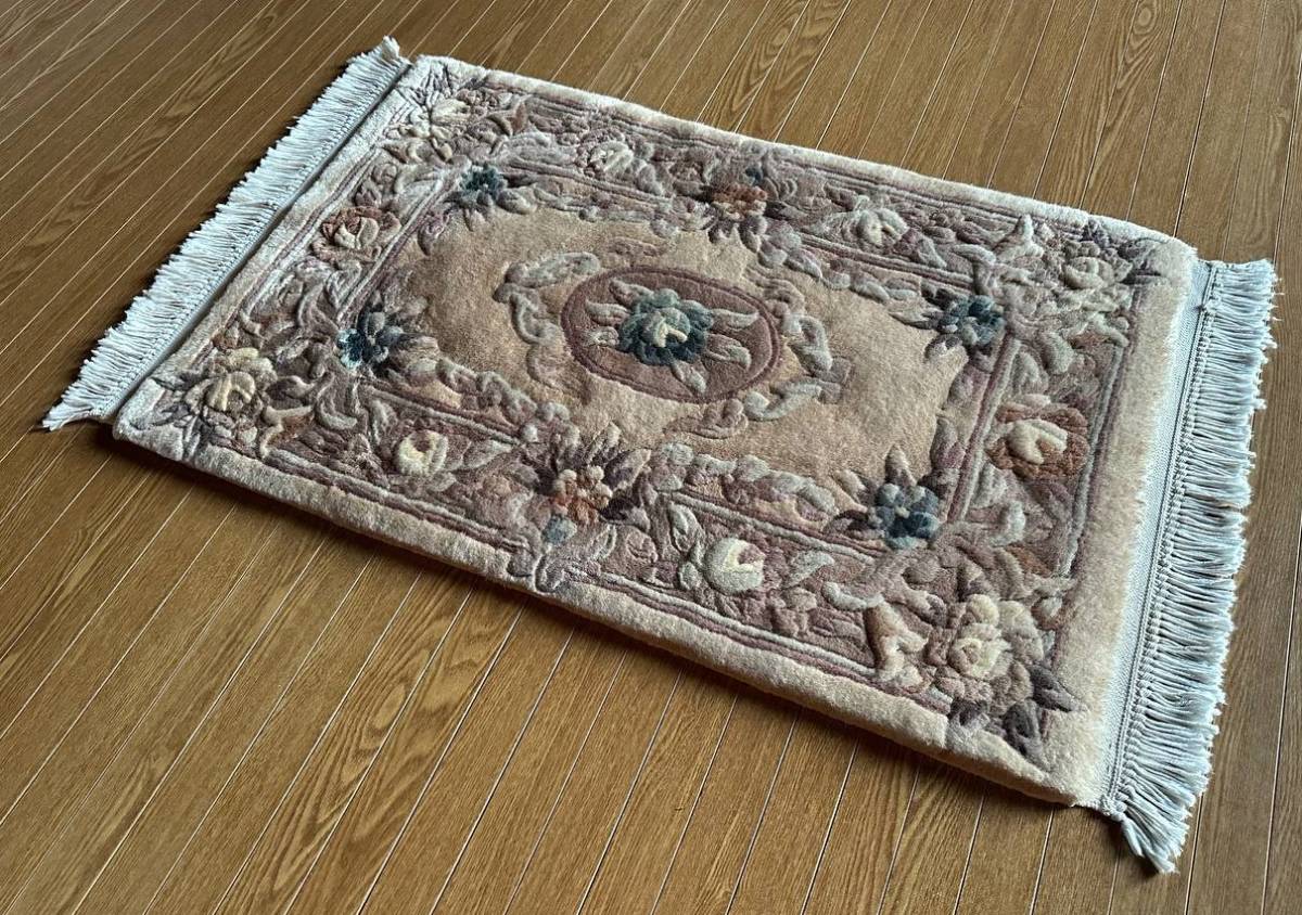 【93×61】ウール◆中国産絨毯・カーペット・ラグ・マット■3301-9_画像1