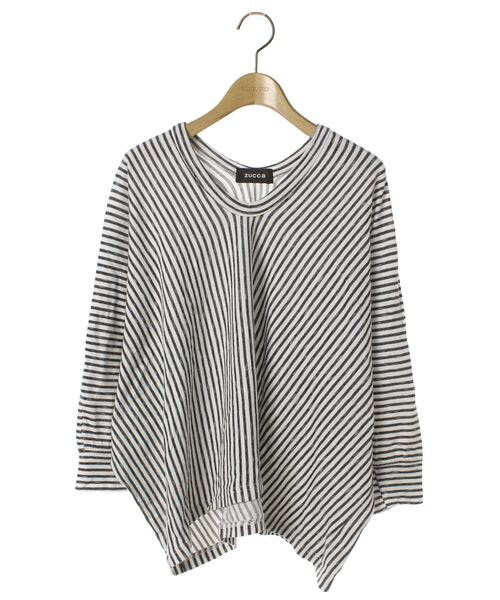 ● Zucca Zucca/Stripe Dolman Cut -Sew/White x Black/100 % хлопок/выше -сий ●