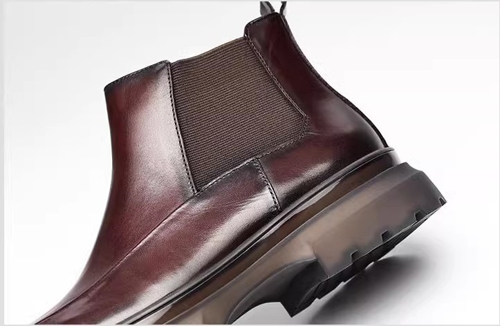 New autumn winter original leather men's short boots side-gore boots U chip leather cow leather European dark brown DJ 24cm