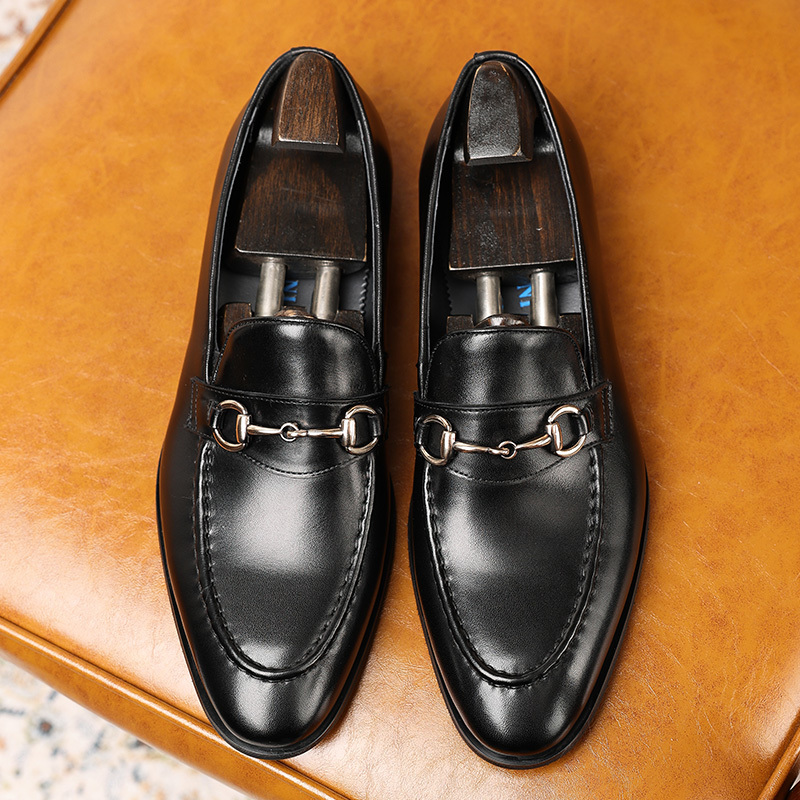  new work / new goods / men's business shoes gentleman shoes original leather bit Loafer slip-on shoes black SE24cm