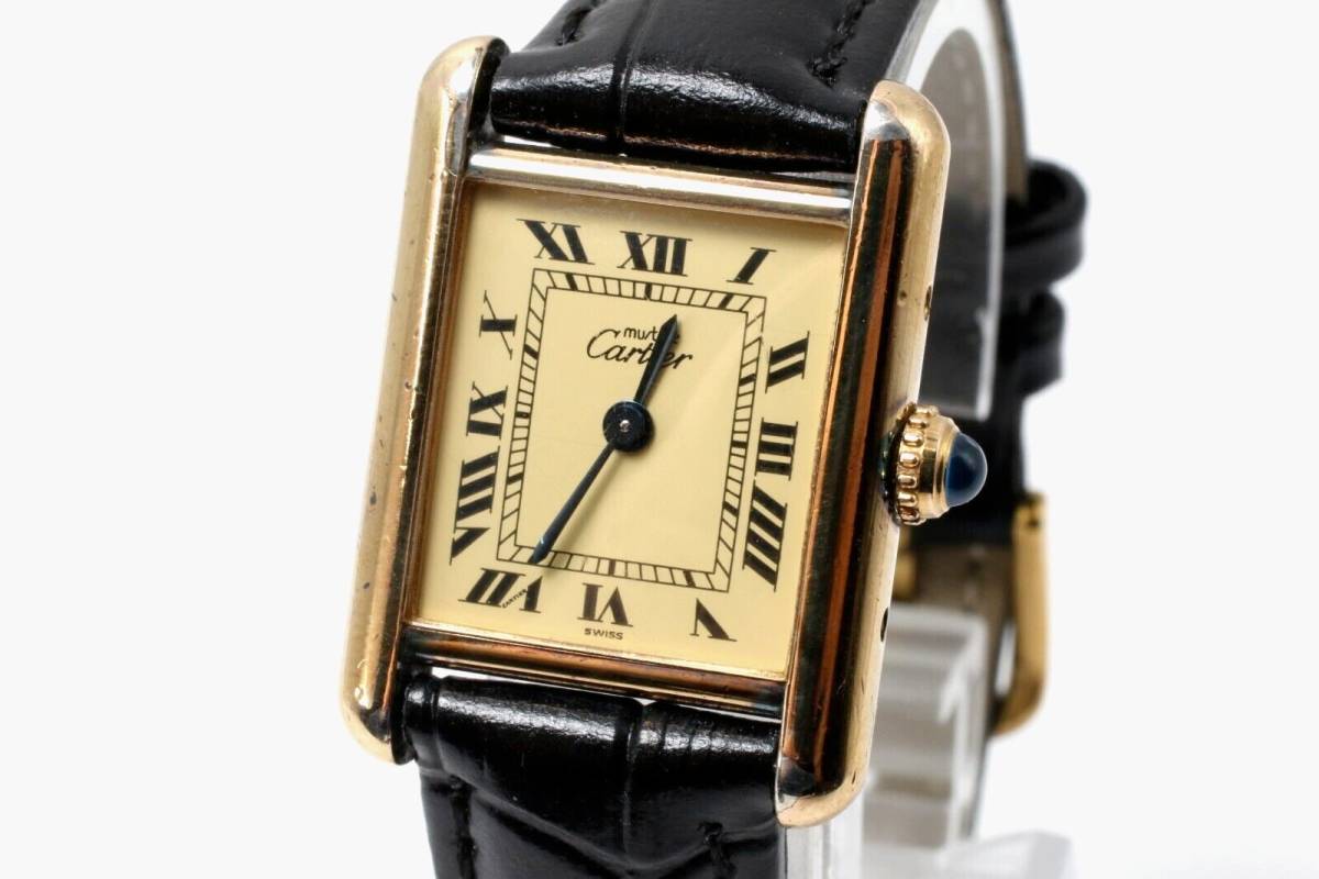 【メンテナンス済】Cartier カルティエ マスト タンク アイボリー ローマン SM ブランド時計_画像1