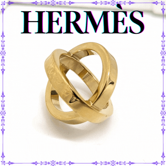 【美品】Herms エルメス コスモス スカーフリング ゴールドカラー