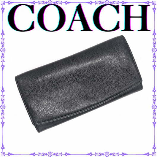 【 良品 】COACH コーチ 長財布 がま口 財布 黒　ブラック