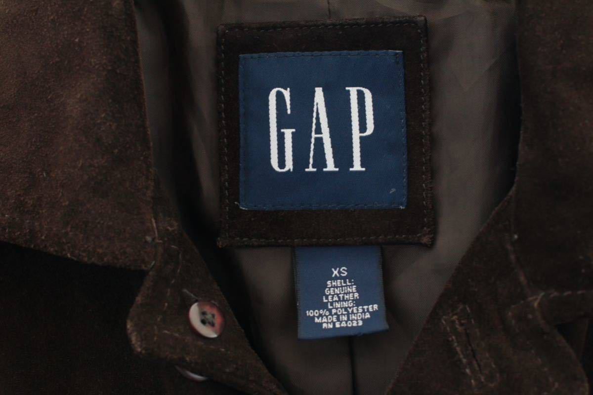 【S】GAP スエードレザージャケット 焦げ茶■ビンテージ オールドギャップ アメリカ古着 革ジャン 90s ビッグサイズ_画像6