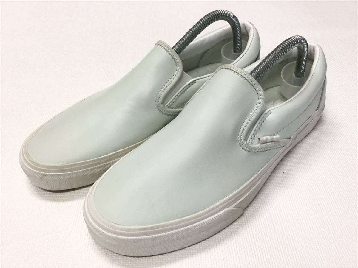 vans leather slip on green