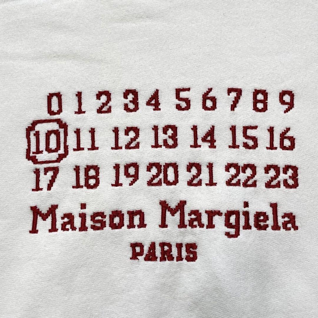 ［2021SS・美品］MAISON MARGIELA メゾンマルジェラ　ピクセルカレンダー　パーカー　ホワイト ロゴ刺繍　S50GU0163　サイズ50　175/92A_画像6