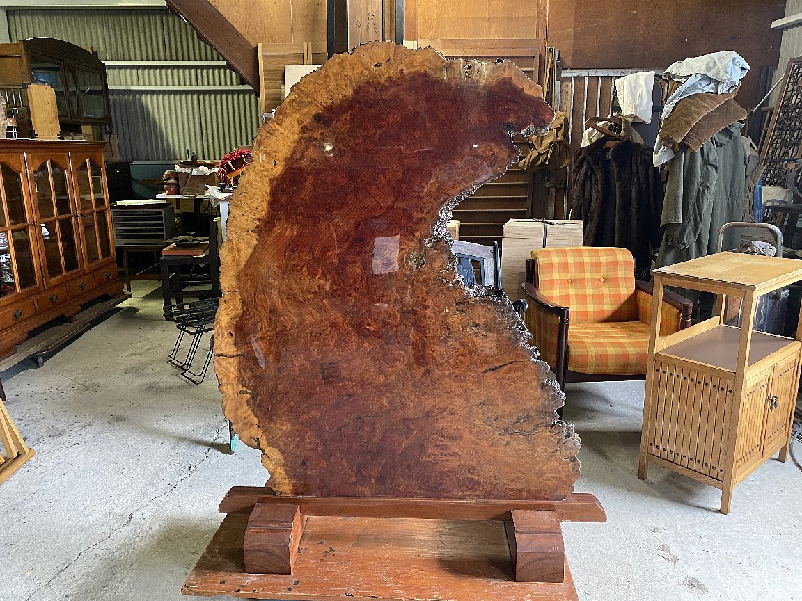 花梨の衝立 一枚板 133cm 泡杢/瘤杢/葡萄杢/玉杢 唐木家具▽仕切り和