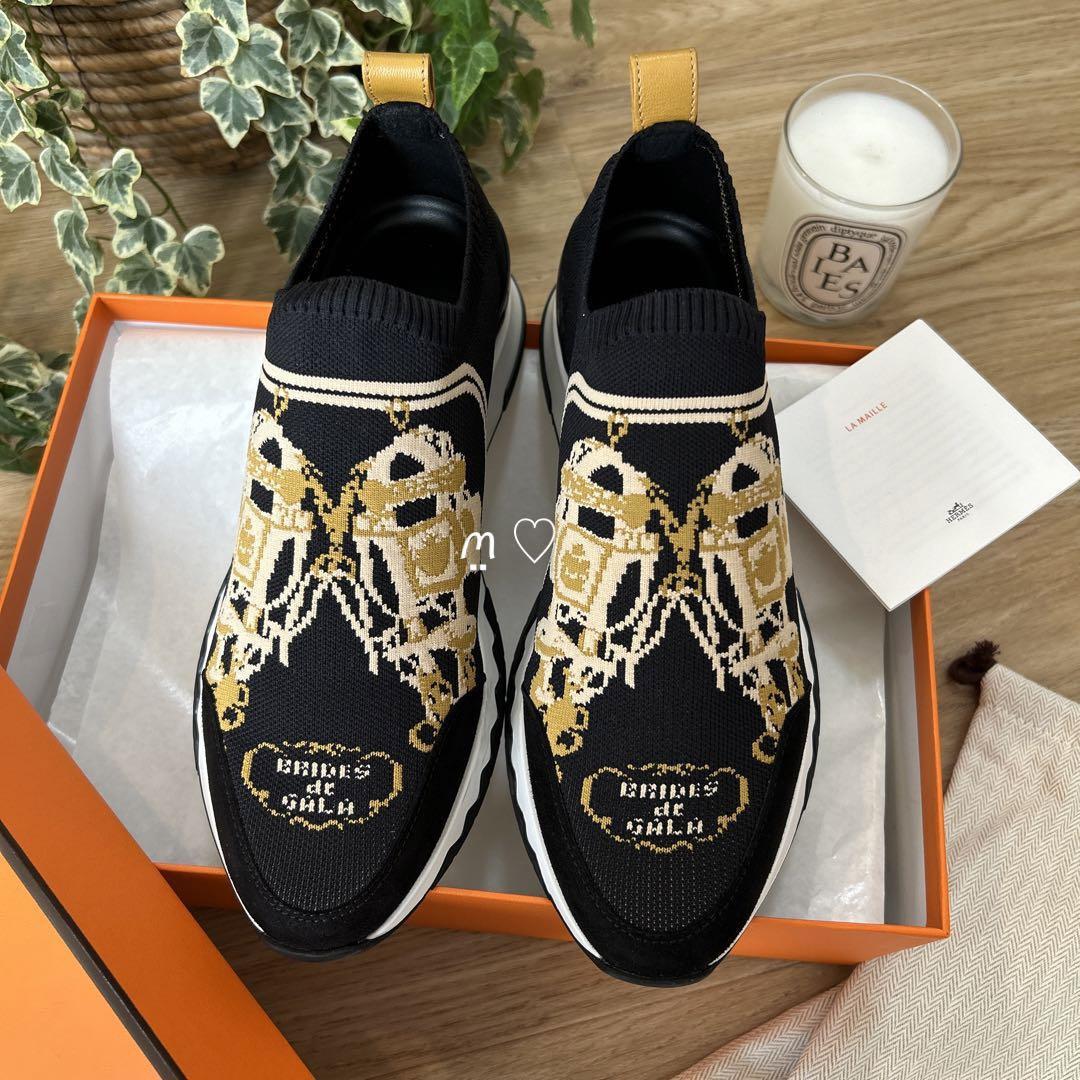 送料無料 HERMES エルメス ボウ ニットスニーカー 35 ブリッド 送料無料 HERMES エルメス ボウ ニットスニーカー 35 ブリッド