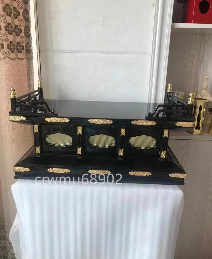  Buddhism fine art tree structure ...book@ gold . gold metal fittings high class family Buddhist altar. ... black paint wooden width .55cm