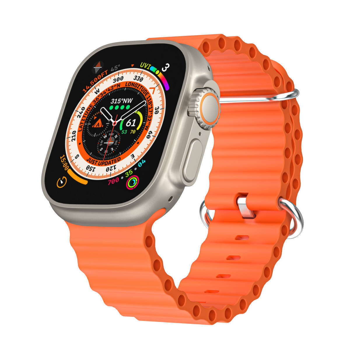 新品 オレンジ　Apple Watch Ultra 代替品　2.05インチ　音楽　通話　健康　血中酸素　睡眠　スポーツ　スマートウォッチ　android iPhone_画像1
