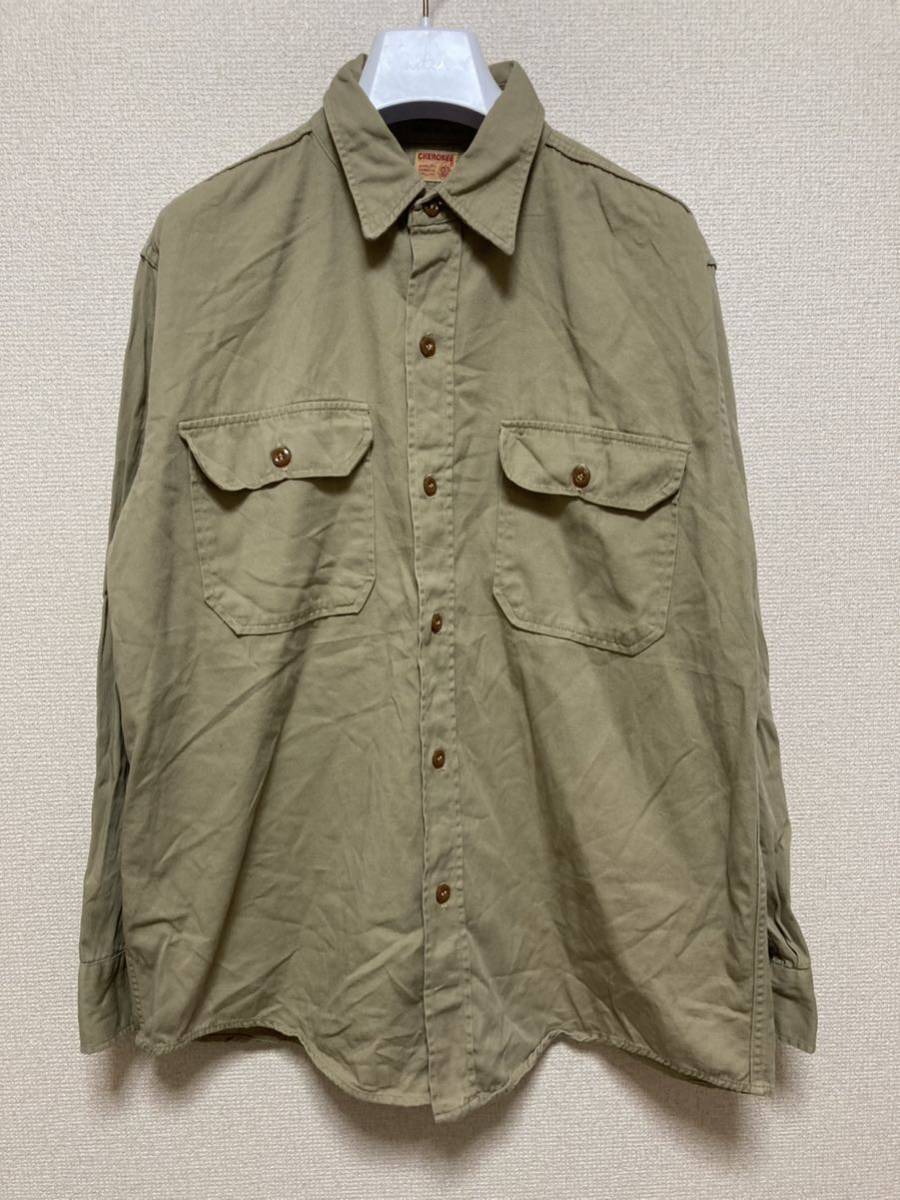 50's60's USAヴィンテージ CHEROKEE ワークシャツ SIZE 15 SANFORIZED長袖シャツ 60年代 vintage shirts_画像1