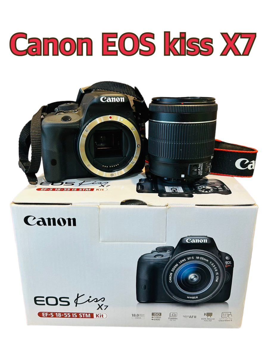 人気ブランドを Canon 【美品】キャノン EOS STM IS EF-S18-55 X7 Kiss