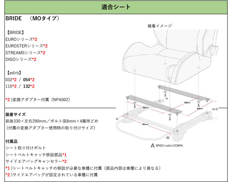 [BRIDE_MOタイプ]8B ボルボ 850用シートレール(4ポジション)[N SPORT製][保安基準適合]