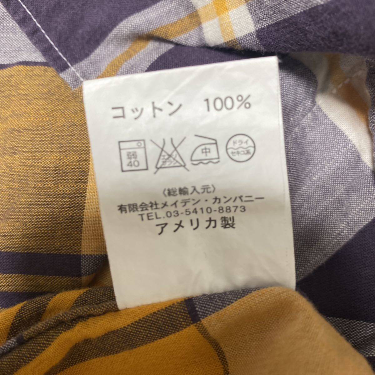 ビンテージ 古着 INDIVIDUALIZED SHIRTS ポプリン シャツ チェックシャツ ボタンダウンシャツ メンズ 長袖 Mサイズ 綿 100%_画像5