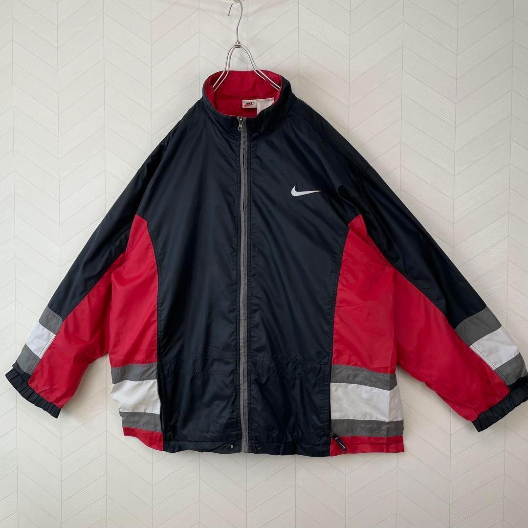 超激レア 90s NIKE トラックジャケット デカロゴ ナイロン ビックサイズ-