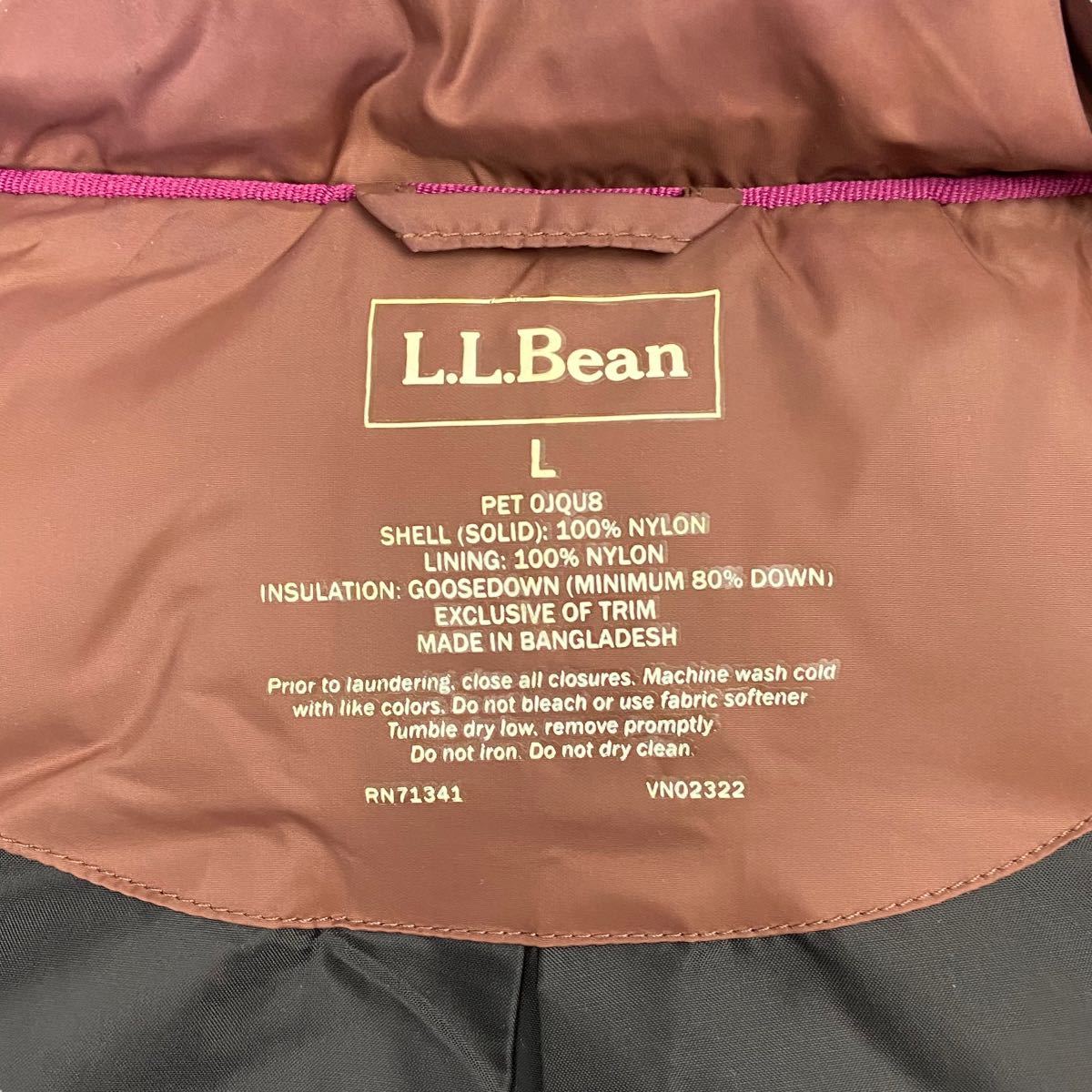 L.L.Bean エルエルビーン ダウンベスト Lサイズ アウトドア グースダウン ブラウン レディース メンズ 古着 ユニセックス スタンドカラー_画像7