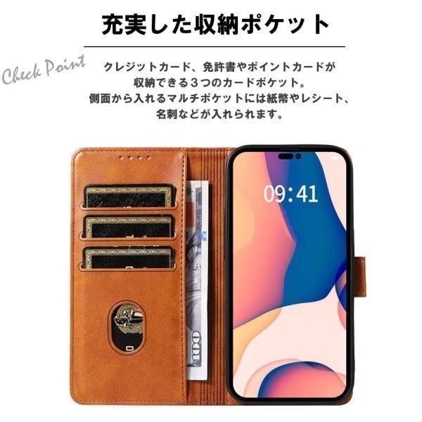 Pixcel 6a ピクセル ケース カバー ネイビー 手帳型 耐衝撃 おしゃれ レザーケース シンプル elcy-px-6a-nvyの画像2