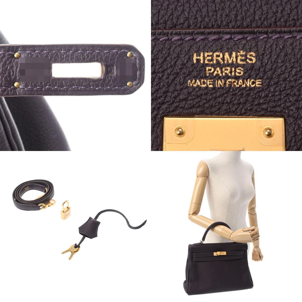 HERMES エルメス ケリー32 カシス ゴールド金具 □Q刻印(2013年頃) レディース トゴ 2WAYバッグ Aランク 中古 銀蔵_画像10