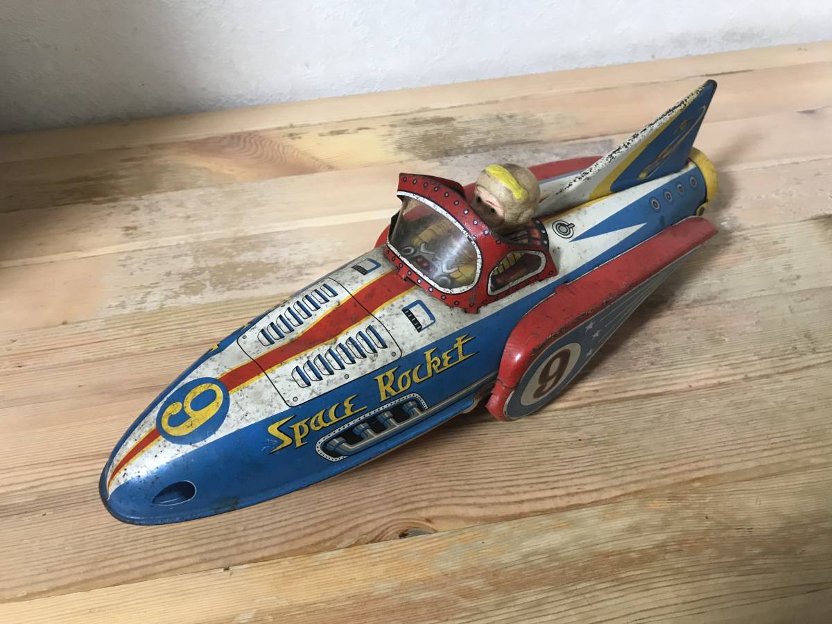 スペースロケットSpace Rocketブリキロケット33cm、増田屋当時物!