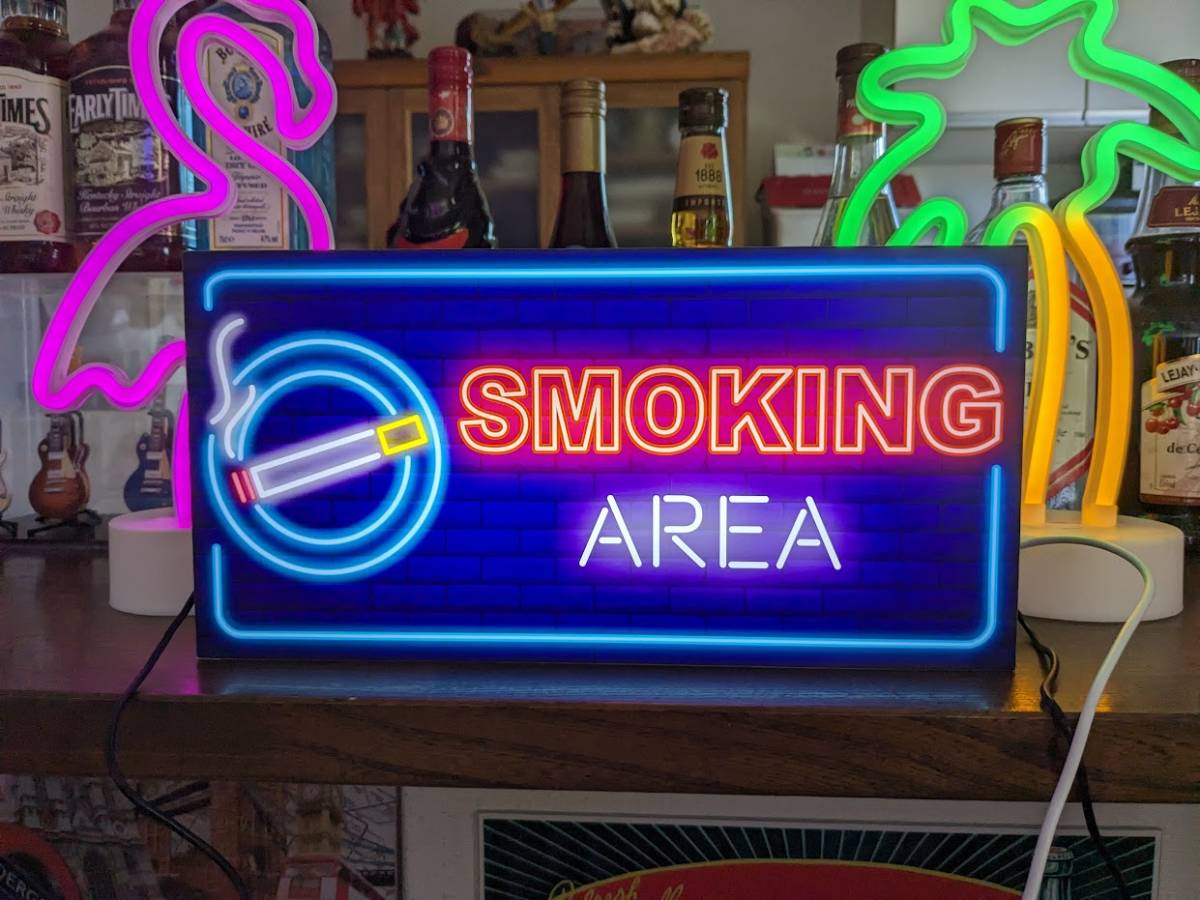 【Mサイズ】たばこ OK! タバコ 喫煙 喫煙エリア 喫煙室 店舗 自宅 カウンター 照明 ランプ 看板 置物 雑貨 ライトBOX 電飾看板 電光看板_画像1
