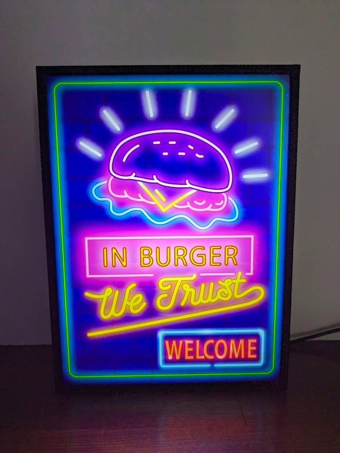 ハンバーガー ファーストフード ダイナー カフェ レストラン テーブル カウンター ランプ 看板 置物 雑貨 ライトBOX 電飾看板 電光看板_画像2